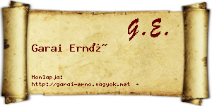 Garai Ernő névjegykártya