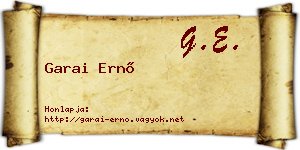 Garai Ernő névjegykártya